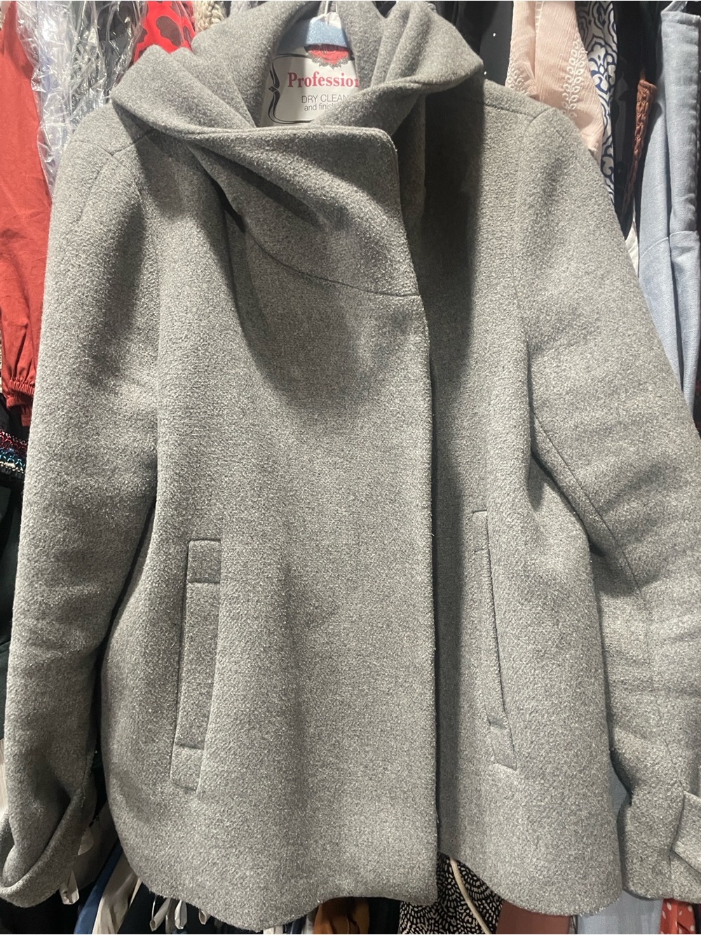 Zara Light Grey Hooded Pea Coat - Picture 4 of 8